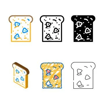 Bread garlic color icon mix vector Stock Illustration