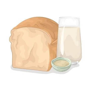 Bread with a glass of milk Stock Illustration