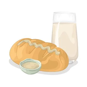 Bread with a glass of milk Stock Illustration