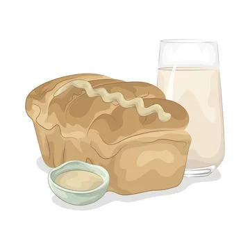 Bread with a glass of milk Stock Illustration