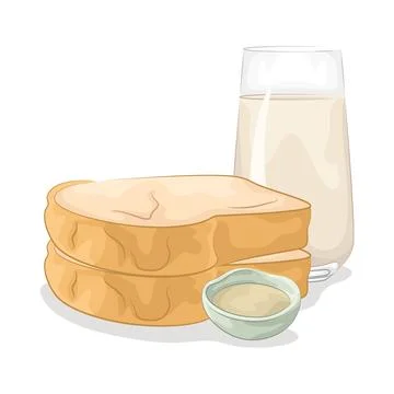 Bread with a glass of milk Stock Illustration