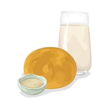 Bread with a glass of milk Stock Illustration