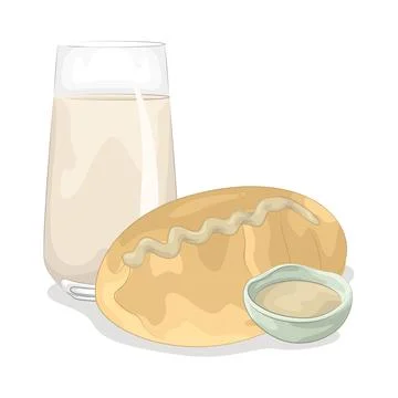 Bread with a glass of milk Stock Illustration