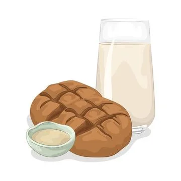 Bread with a glass of milk Stock Illustration