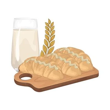 Bread with a glass of milk Stock Illustration