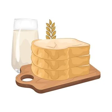 Bread with a glass of milk Stock Illustration