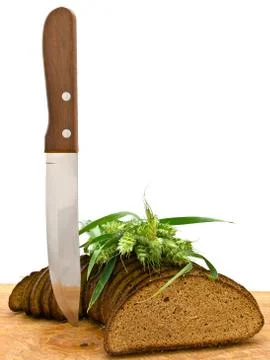 Bread, Grain And Knife Stock Photos