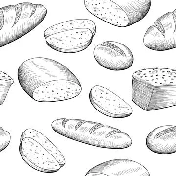Bread graphic black white seamless pattern background sketch illustration vector Illustration