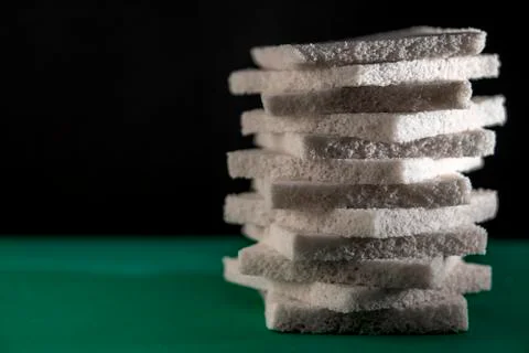 Bread on a green black background Stock Photos