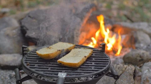 Bread on a grill culinary Stock Footage 113277465