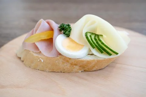Bread with ham and egg 스톡 사진