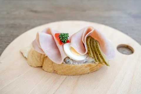 Bread with ham and egg Stock Photos