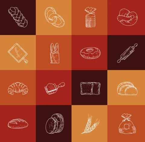 Bread hand drawn set Illustrazione stock