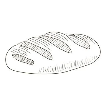 Bread in hand drawn style isolated on white background for poster, label or Stock Illustration