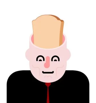 Bread in head. soft tack instead of brains. Concept of fool and and simpleton Stock Illustration