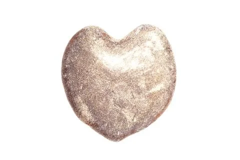 Bread in a heart shape isolated on white background. Foto stock
