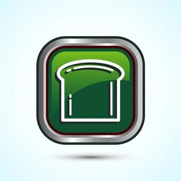 Bread Icon Design Illustration, Bakery Icon, Green Color Square Button Design Illustrazione stock