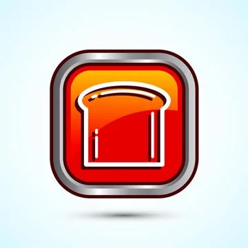 Bread Icon Design Illustration, Bakery Icon, Orange Color Square Button Desig Stock Illustration