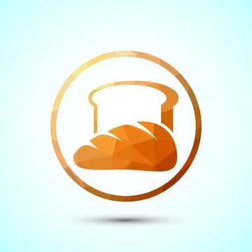 Bread icon design illustration, bakery icon, low poly style Stock Illustration