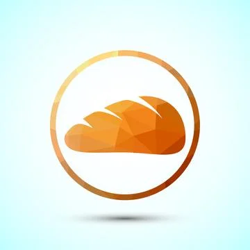 Bread icon design illustration, bakery icon, low poly style Stock Illustration