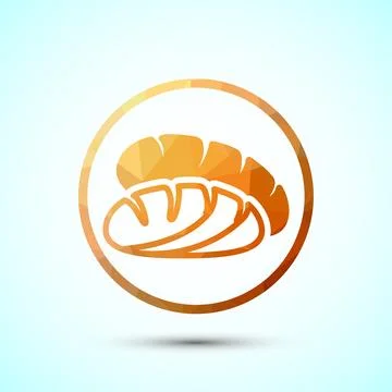 Bread icon design illustration, bakery icon, low poly style Stock Illustration