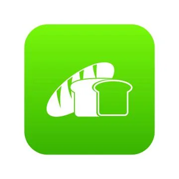 Bread icon digital green Illustrazione stock
