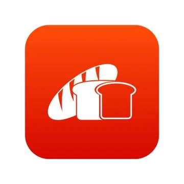 Bread icon digital red Illustrazione stock