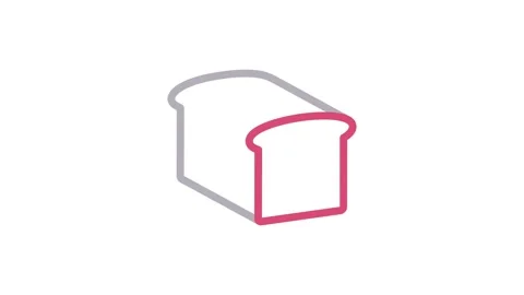 Bread icon featuring a red outline, symbolizing baked goods or food-related.. Stock Footage 334913649