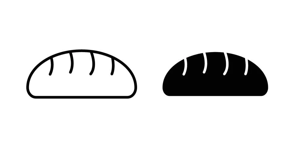 Bread icon. Outline, flat icons Stock Illustration