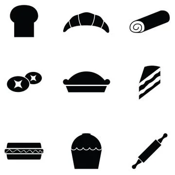 Bread icon set Stock Illustration