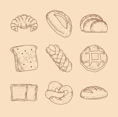 Bread icon set Illustrazione stock