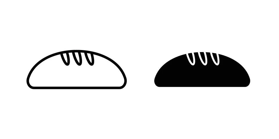 Bread icon symbol  illustration bundle in black colour Stock Illustration
