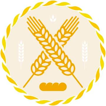 Bread icon with wheat grain spike in geometric style. Illustrazione stock