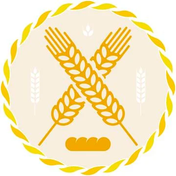 Bread icon with wheat grain spike in geometric style. Illustrazione stock