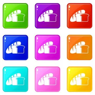 Bread icons set 9 Illustrazione stock