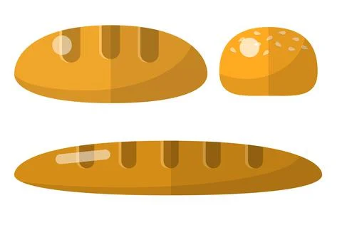 Bread icons set, flat style イラスト素材