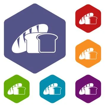 Bread icons set Illustrazione stock