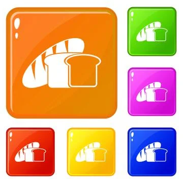 Bread icons set vector color Illustrazione stock