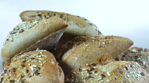 Bread isolated rotating on white background Stock Footage 62403021