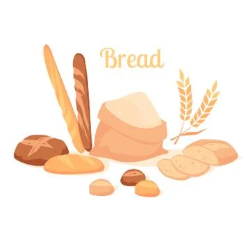 Bread isolated on white background. Illustrazione stock