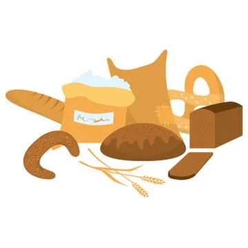 Bread. Isolated on white background, vector illustration. Illustrazione stock