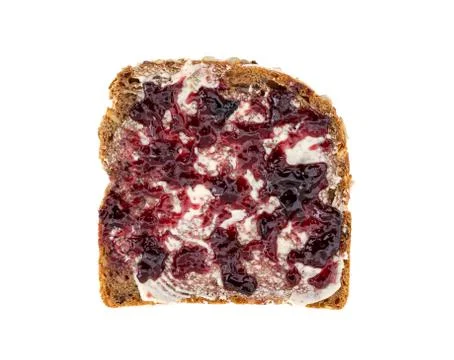 Bread with jam isolated top view Stock Photos