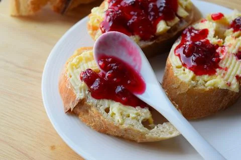 Bread with jam Stock Photos