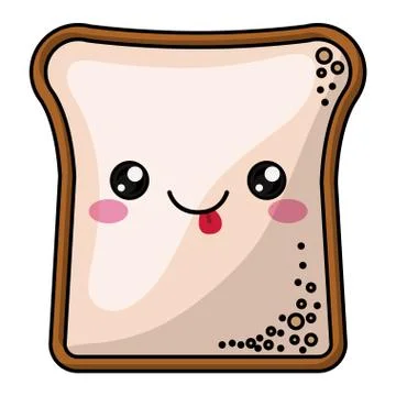 Bread with kawaii face design Stockillustratie
