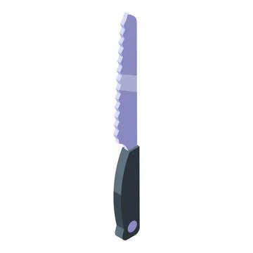 Bread knife with serrated blade for cutting loaves isometric view Stock Illustration