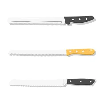 Bread Knife Set Flat Illustration. Clean Icon Design Element on Isolated Wh.. イラスト素材