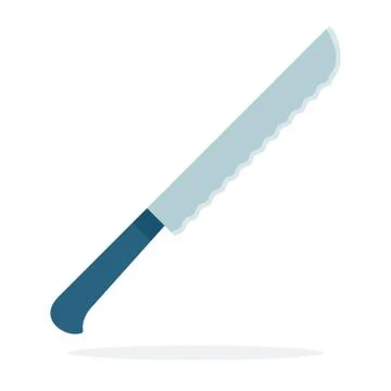 Bread knife vector flat material design isolated object on white background. Illustrazione stock