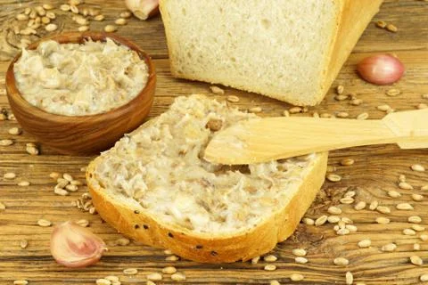 Bread with lard Stock Photos