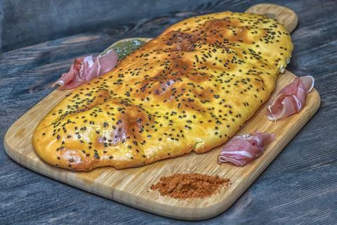 Bread lavash peper prochuto chilly Stock Photos
