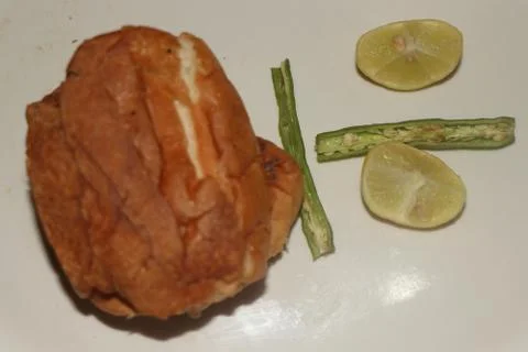 Bread with lemon and green chilli Stock Photos